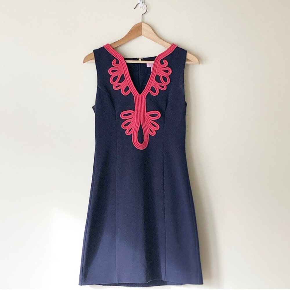 Lilly Pulitzer Navy/Pink “Janice” Shift Dress